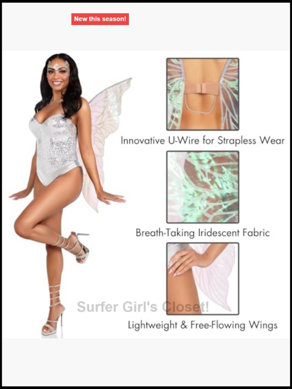 Iridescent Fairy Wings Costume Accessory Lightweight Wire Frame - Picture 3 of 7